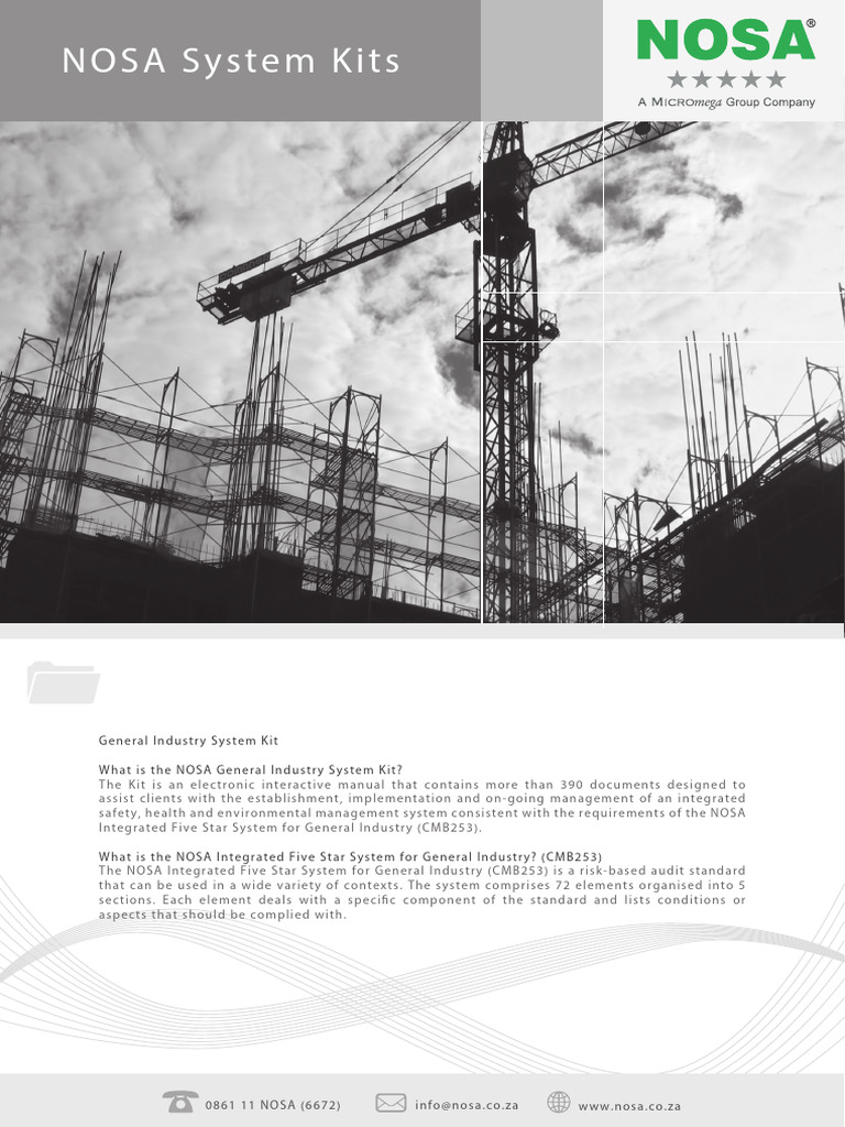 NOSA General Industry System Kit Overview | PDF | Occupational Safety ...