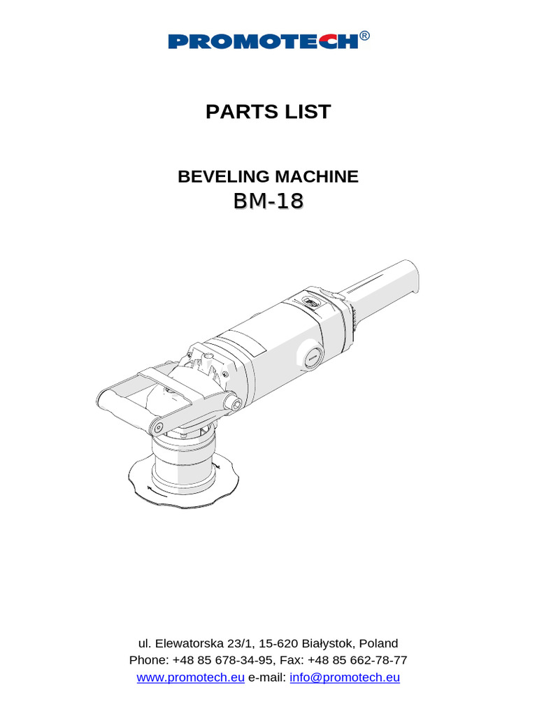 BM-18 Beveling Machine Parts List | PDF | Screw | Electrical Engineering
