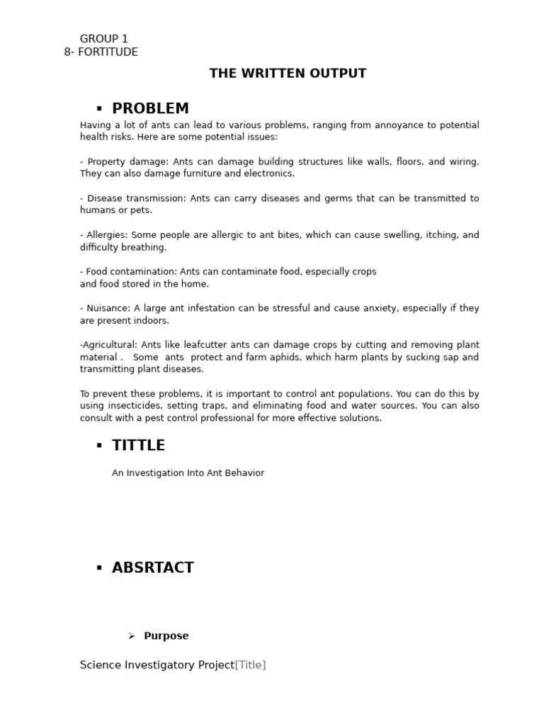 Science Investigatory Project | PDF | Odor | Ant
