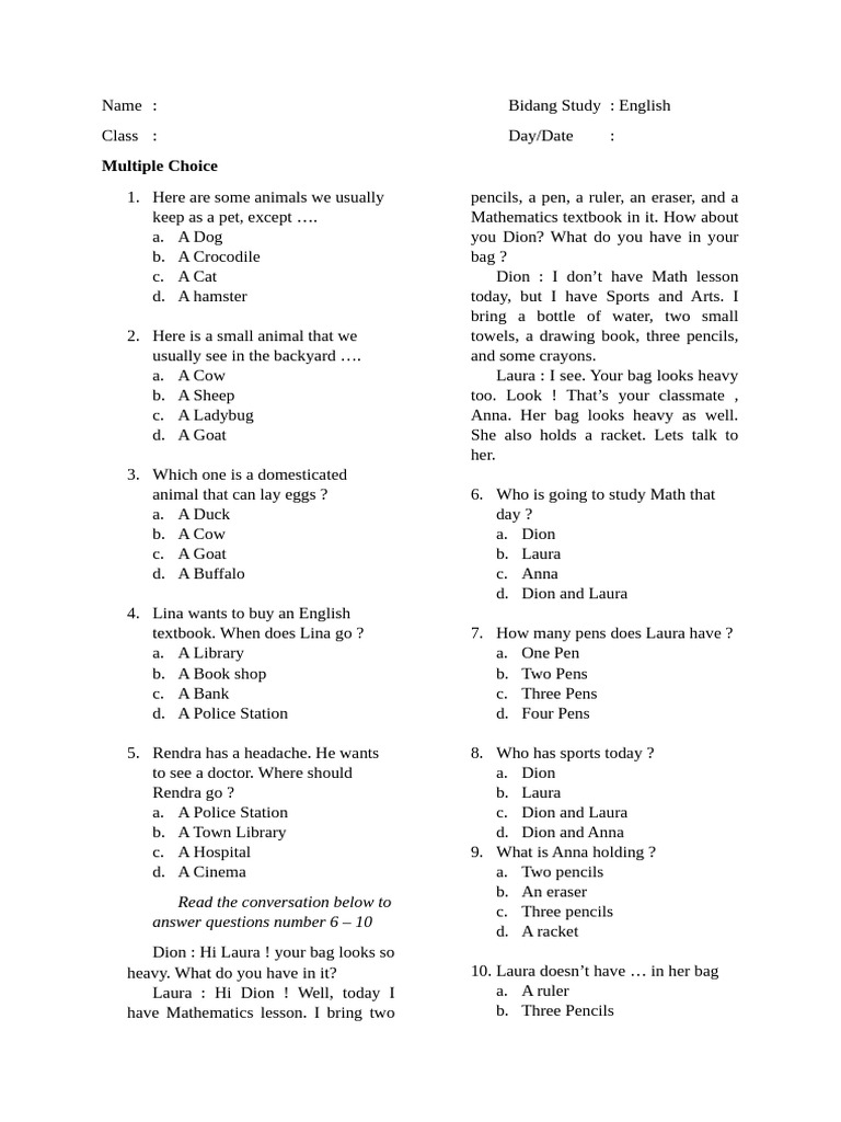 Soal Ujian English Keas 7 | PDF | Grammar | Linguistics