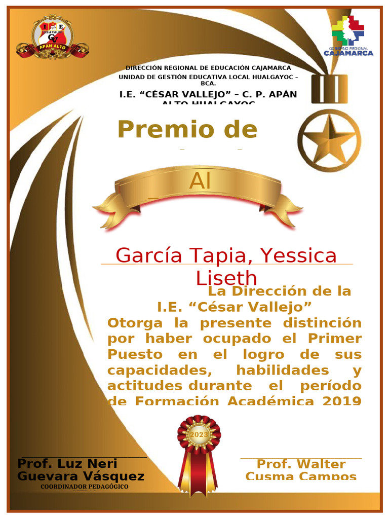 Premios de Excelencia I.E. César Vallejo | PDF