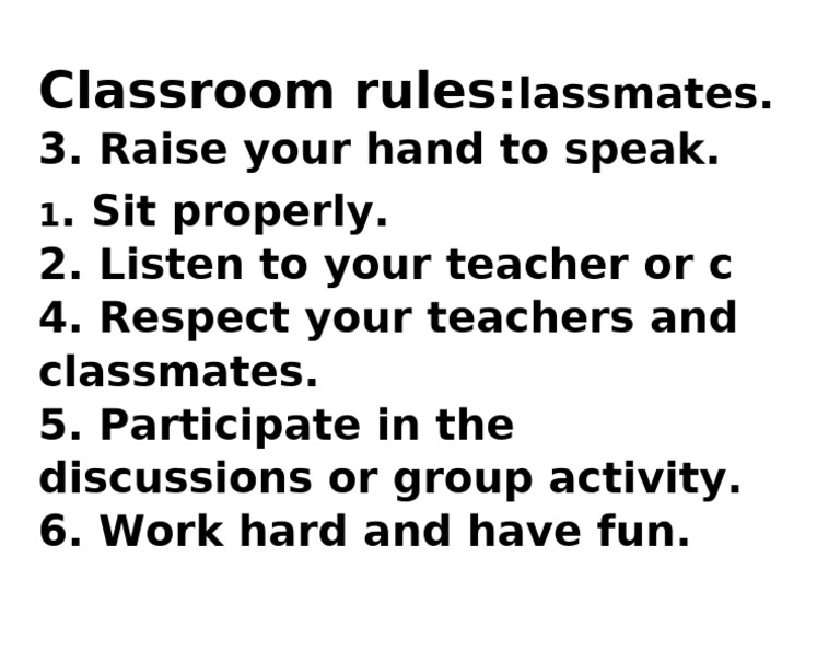 Classroom Rules for Students | PDF