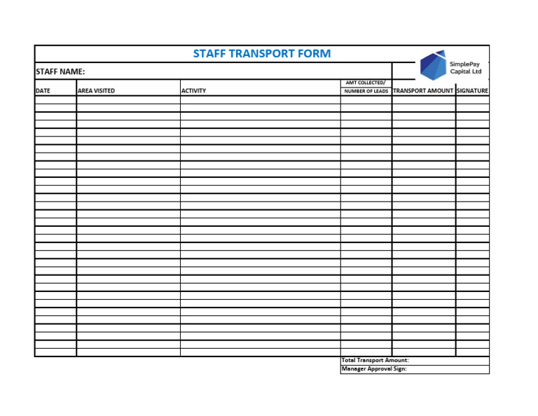 Staff Transport Form Template | PDF