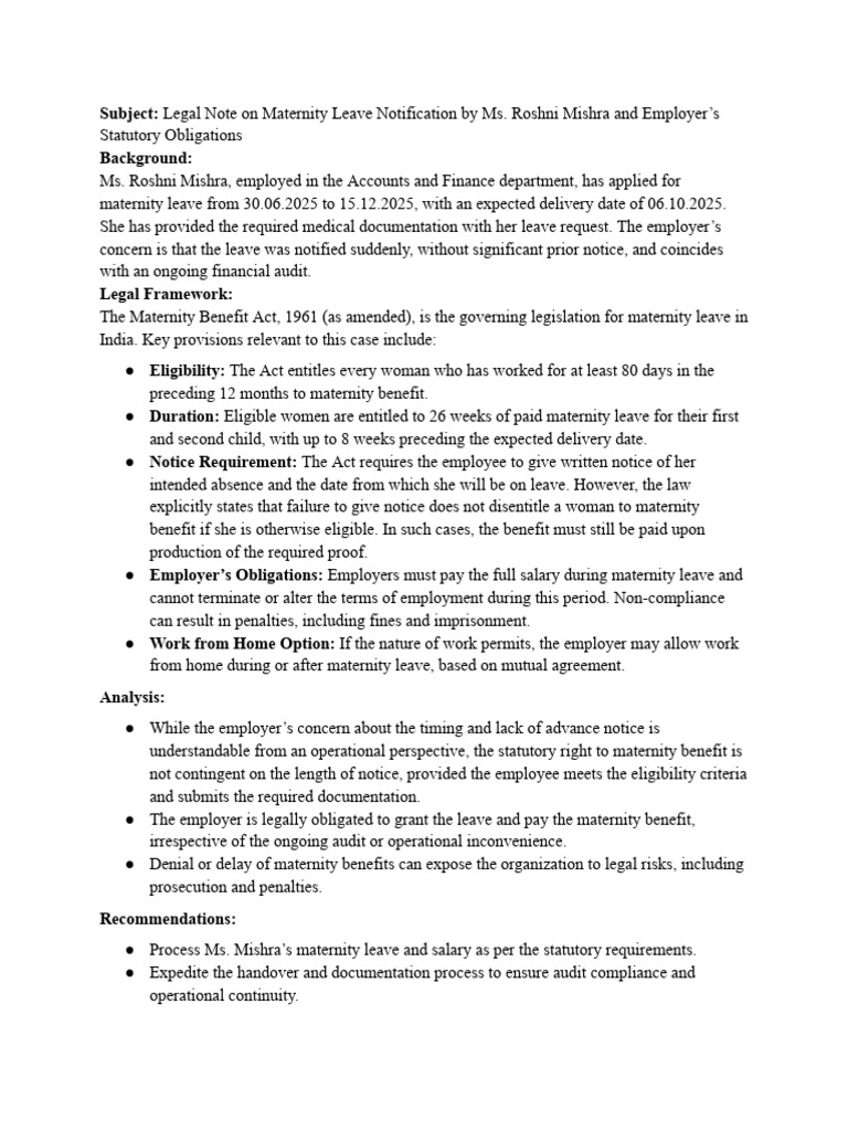 Maternity Leave Analysis | PDF | Parental Leave | Employment