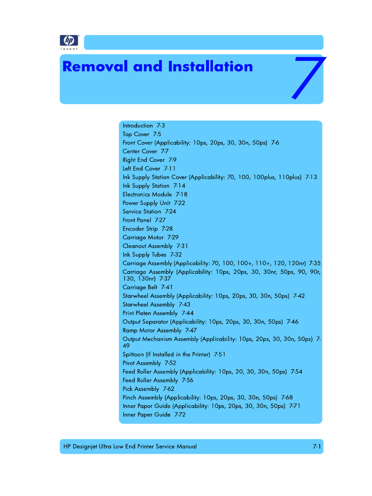Dissasembly Manual - Designjet Dissasembly Manual 10 - 130 Series | PDF ...
