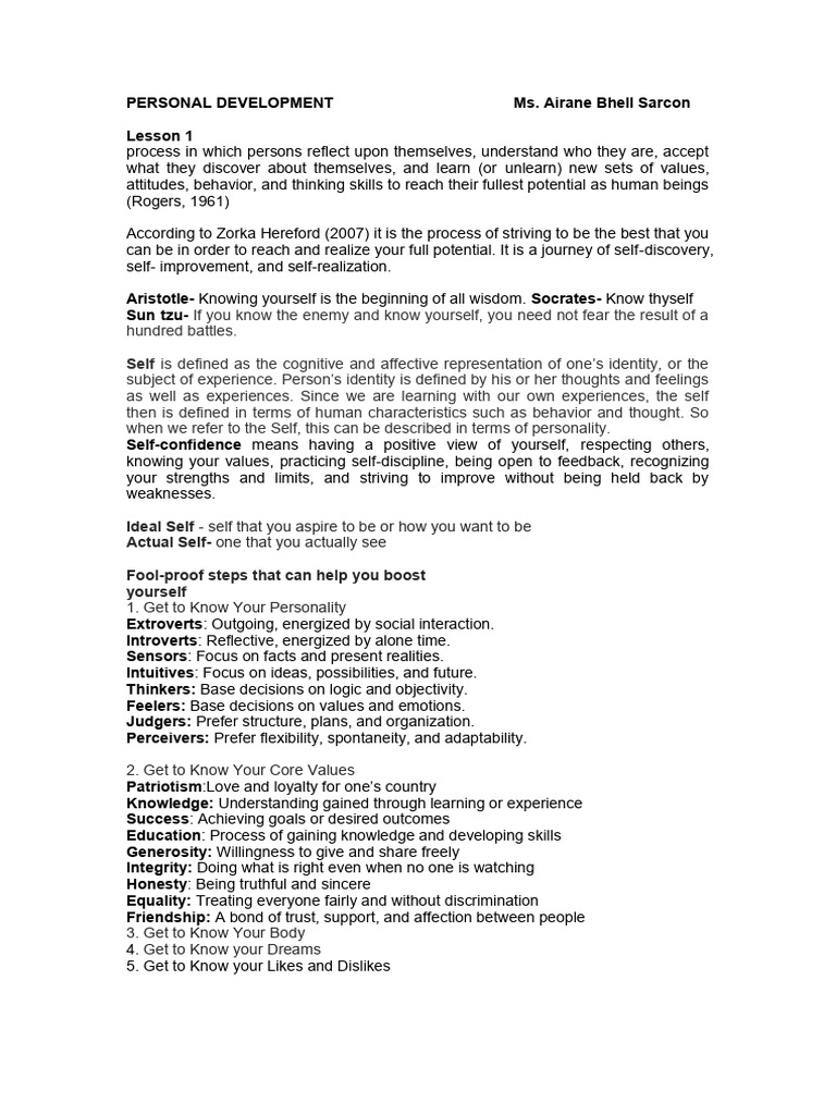 Personal Development Strategies Guide | PDF | Holism | Thought