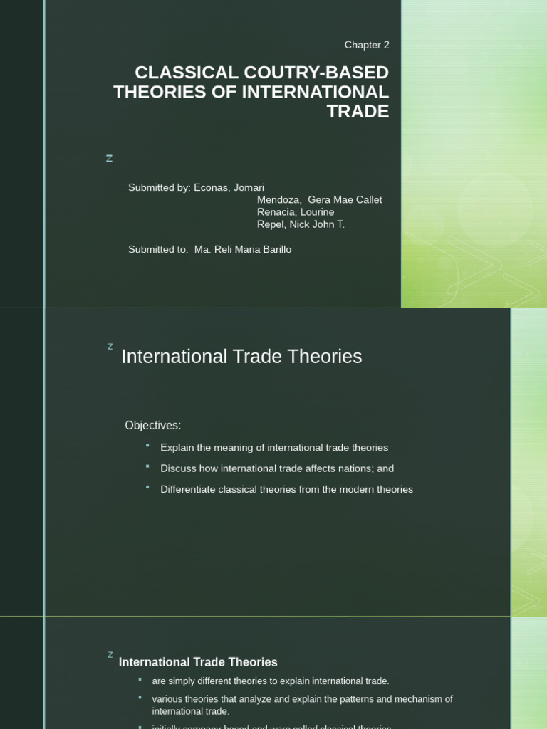 Classical Coutry Based Theories of International Trade | PDF ...