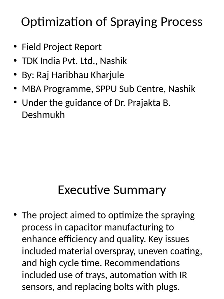 Optimization of Spraying Process Presentation | PDF