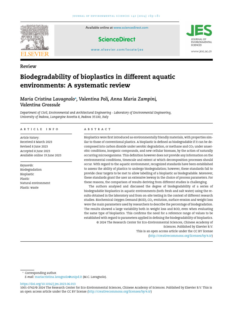 Biodegradability of Bioplastics in Aquatic Environments | PDF ...