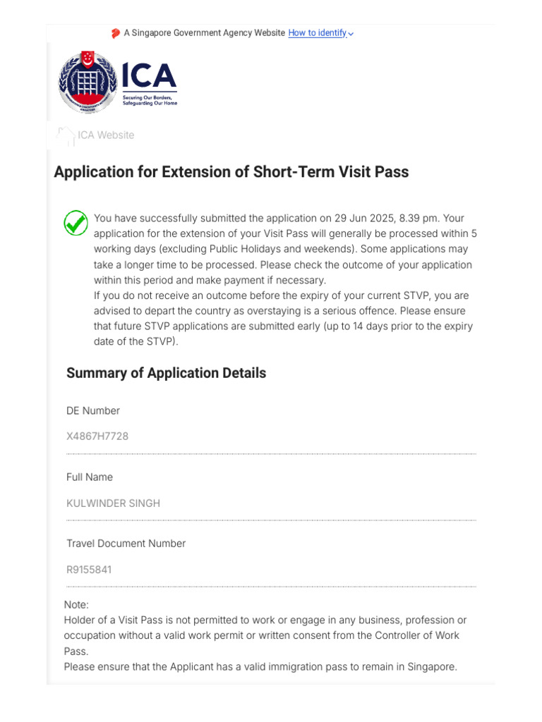 STVP Extension Application Confirmation | PDF