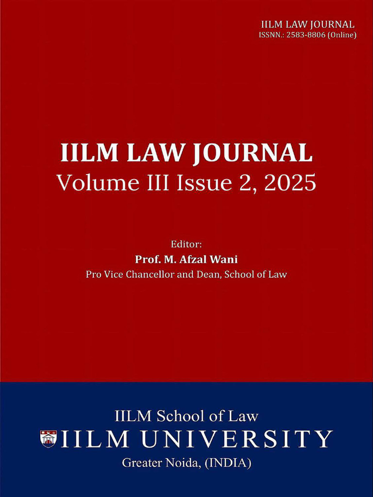 Cover Page and Guidelines IILM Law Journal Vol. III Issue 2 | PDF