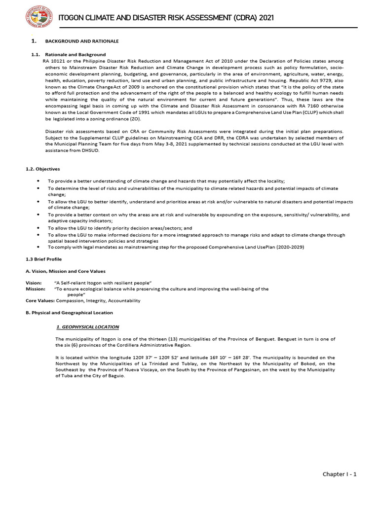Itogon Climate and Disaster Risk Assessment | PDF | Mining | Disaster ...