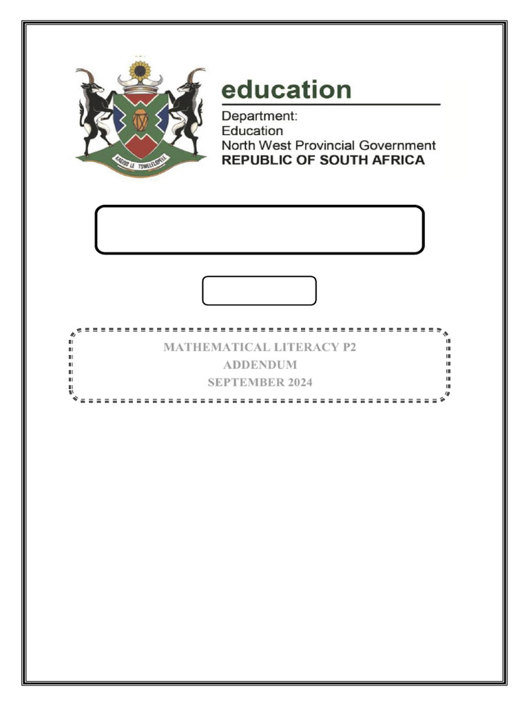 Grade 12 Mathematical Literacy Addendum | PDF