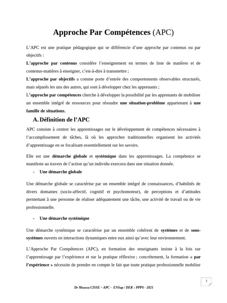 Approche Par Compétences en Éducation | PDF | Apprentissage | Pédagogie