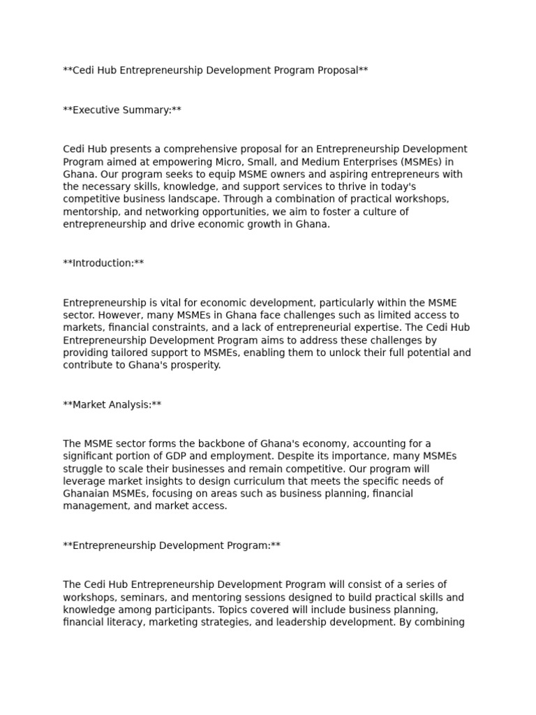 Cedi Hub MSME Development Program | PDF | Entrepreneurship | Small And ...