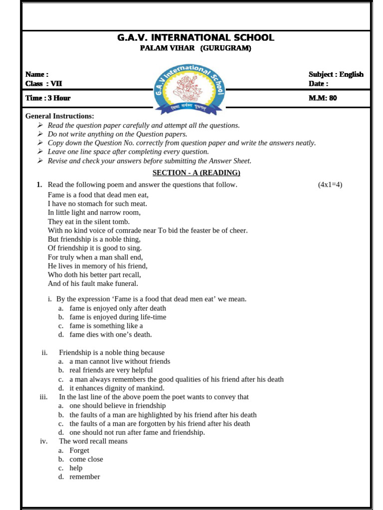 Class 7 English Assignment Guide | PDF | Adverb | Grammatical Tense