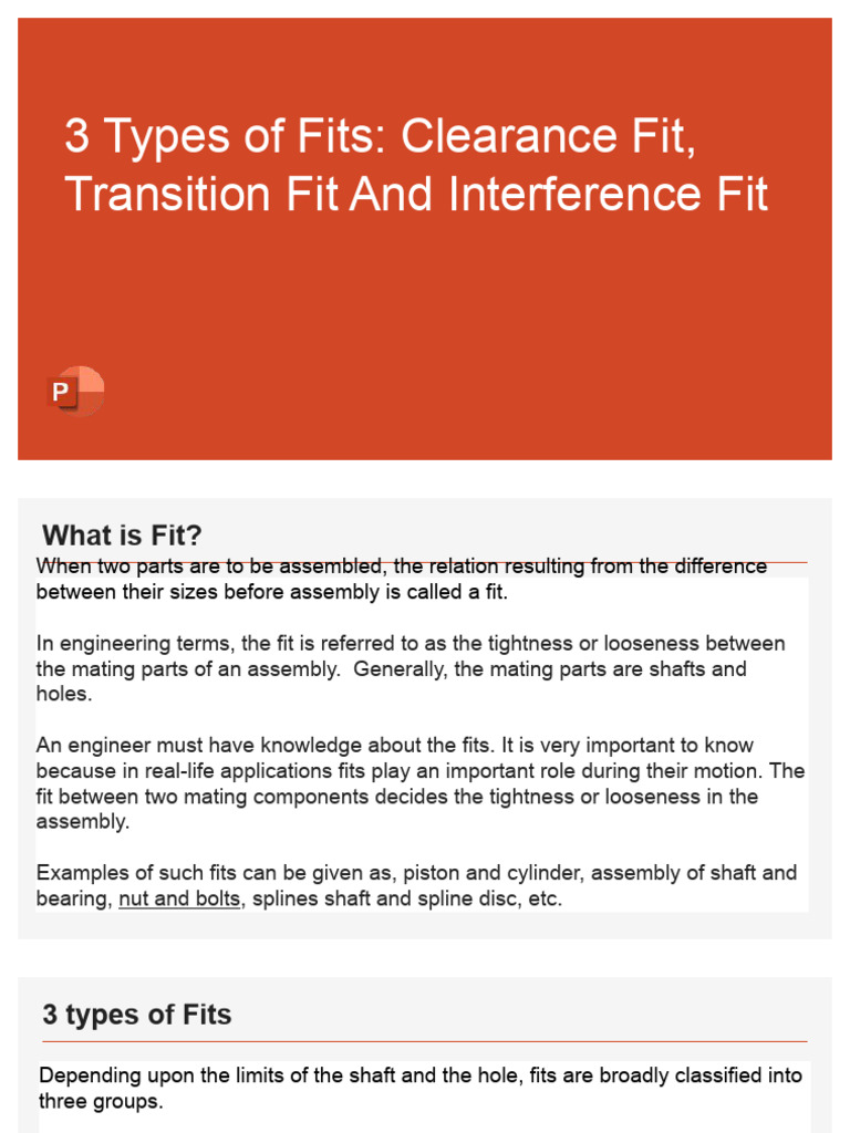 3 Types of Fits | PDF | Engineering Tolerance | Manufactured Goods