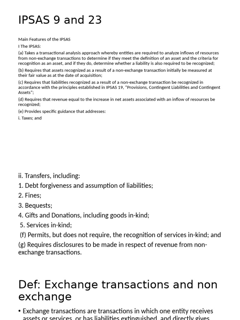 IPSAS 9 & 23: Non-Exchange Transactions | PDF | Taxes | Revenue