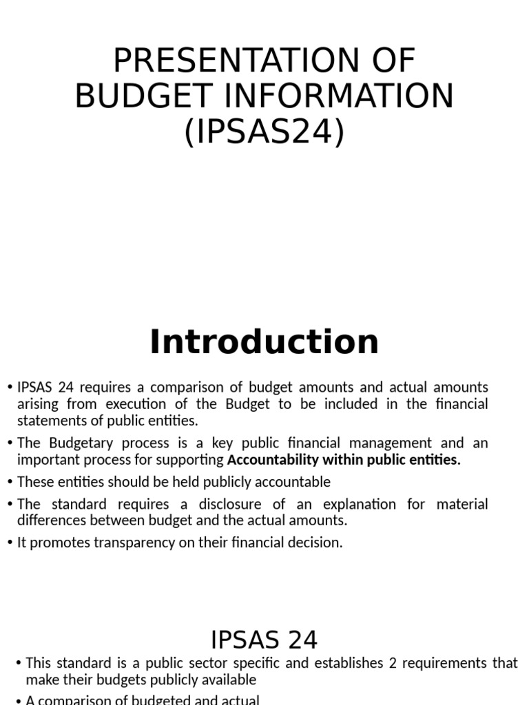 Presentation of Budget Information (Ipsas24) | PDF