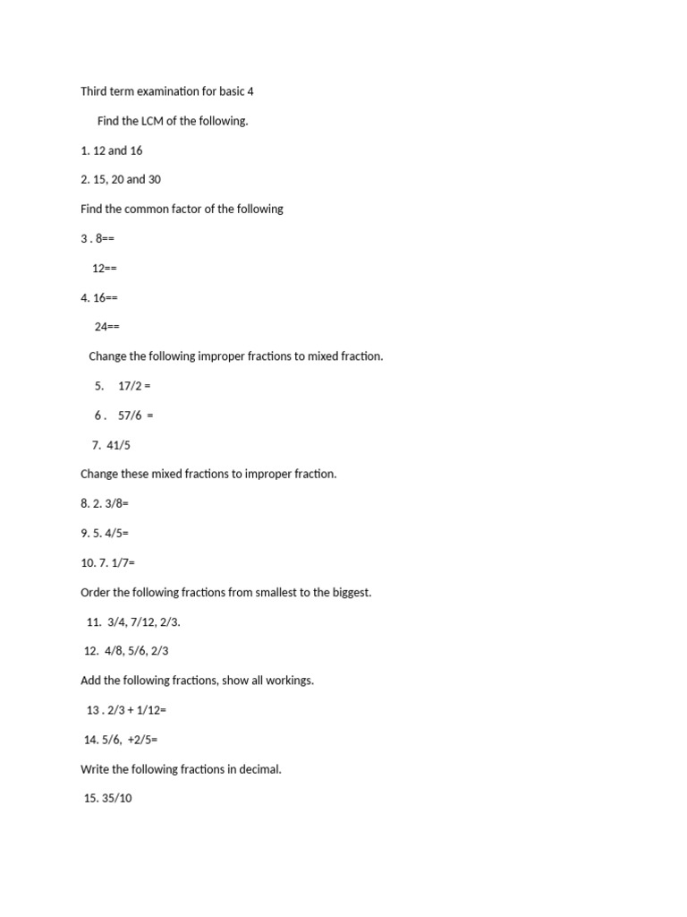 Basic 4 Math and Literature Exam Guide | PDF