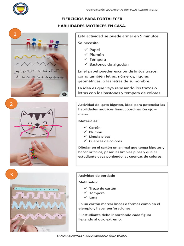 Ejercicios de Motricidad Fina | PDF