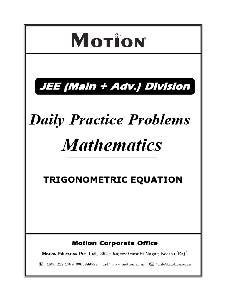 Trigonometric Equations Practice DPP | PDF | Trigonometric Functions ...