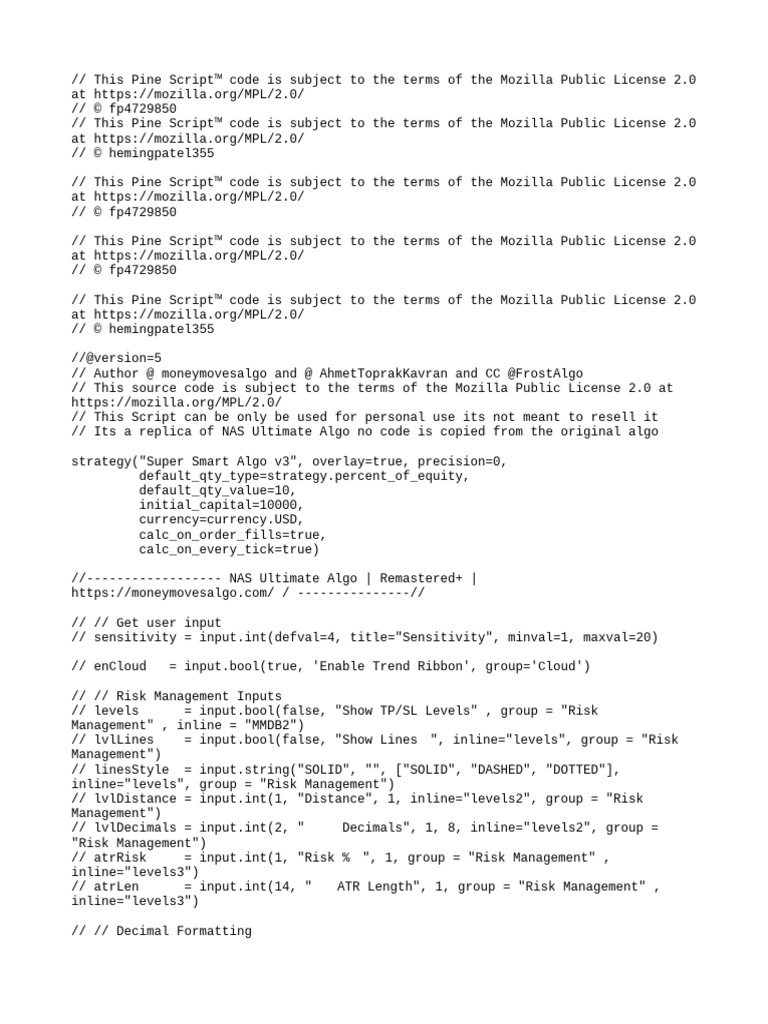 Super Smart Algo v3 Pine Script Code | PDF | Technical Analysis ...