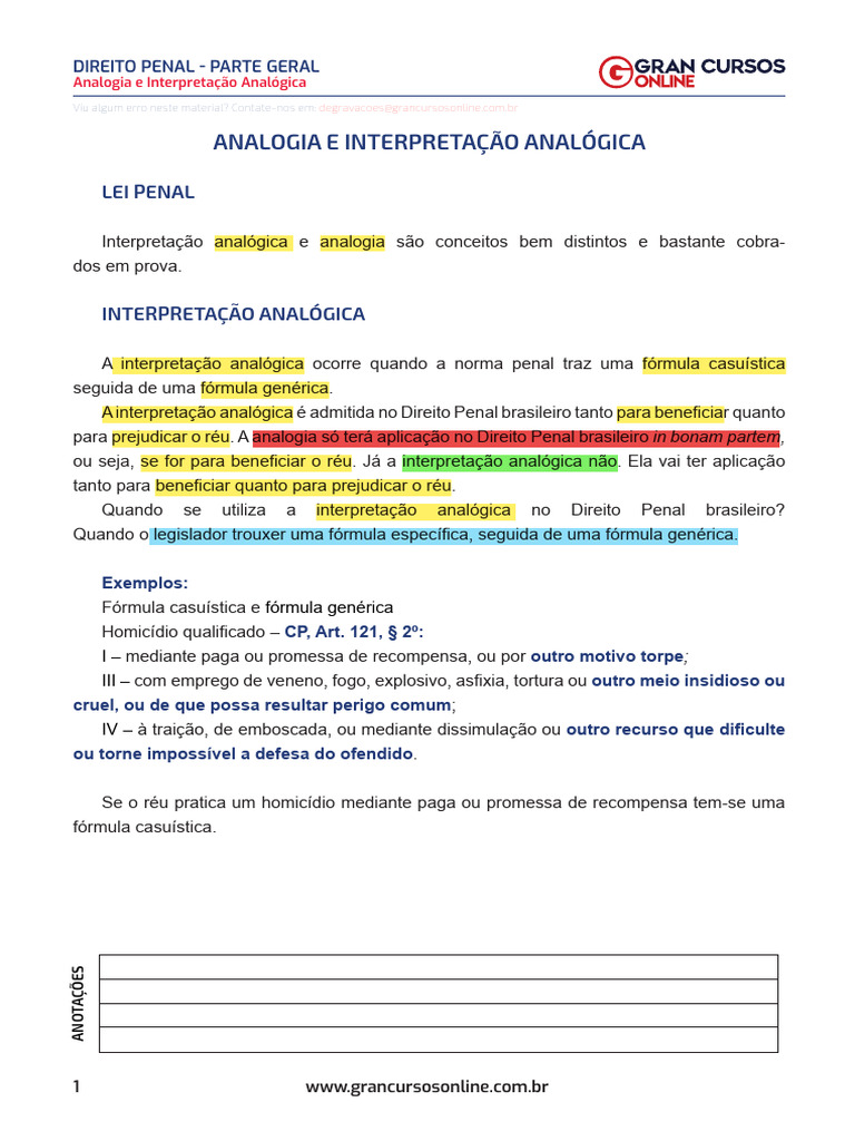 Analógia e Interpretação Analógica | PDF | Analogia | Direito Penal
