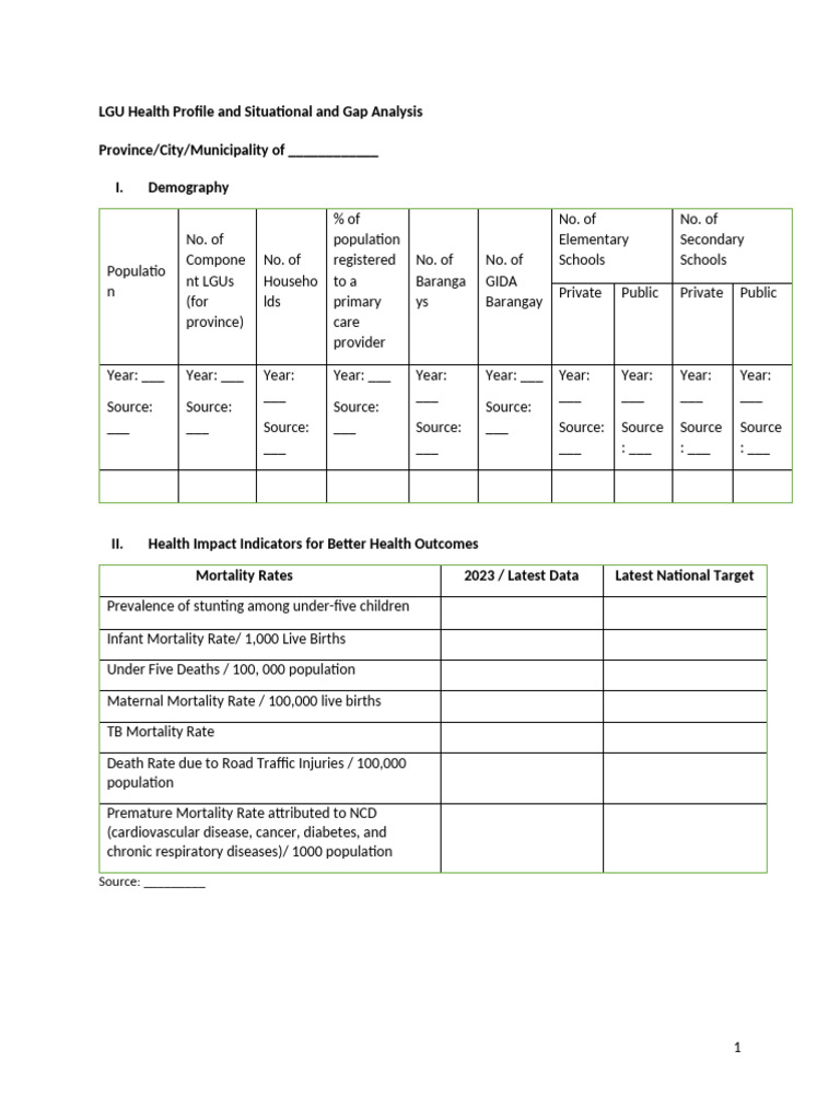 LGU Health Profile and Gap Analysis | PDF | Mortality Rate | Tuberculosis