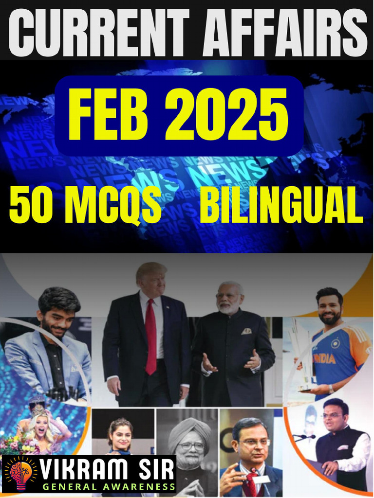 February 2025 Current Affairs 225 Mcqs - Bilingual | PDF