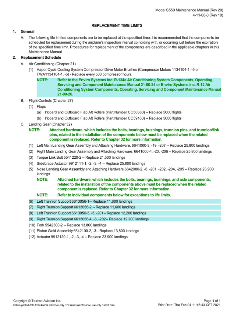 Aircraft Component Replacement Schedule | PDF | Mechanical Engineering ...