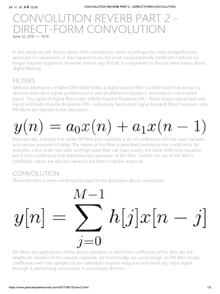 Direct-Form Convolution Explained | PDF | Convolution | Digital Signal ...