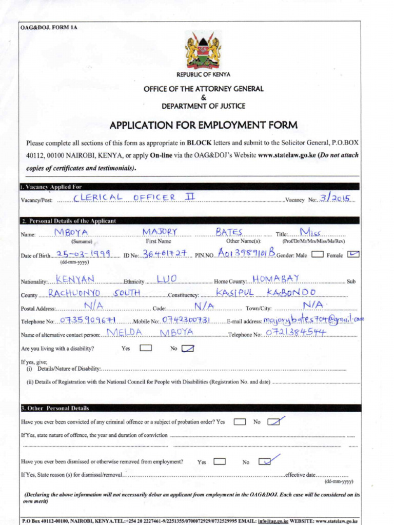 Employment Form | PDF