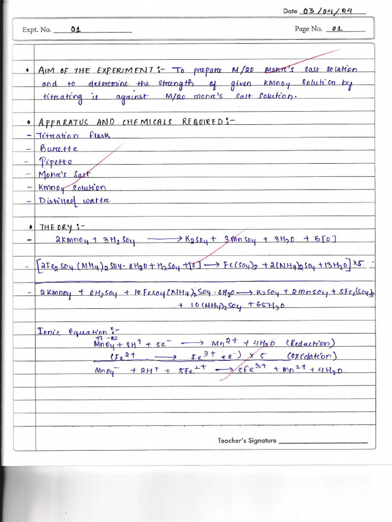 Chemistry Practical Experiment 1 To 20 Pdf