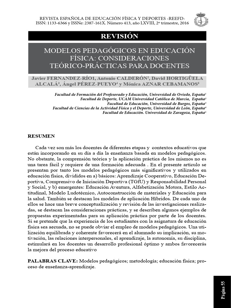 Modelos Pedagógicos en Educación Física | PDF | Aprendizaje ...