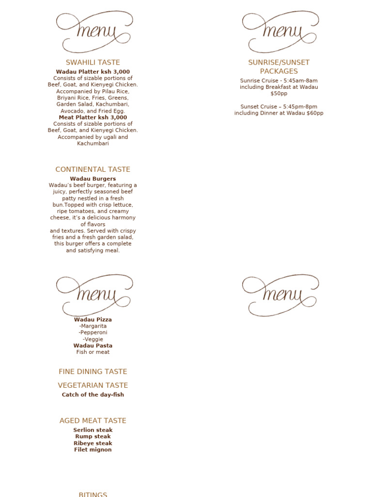 Wadau Revised Menu | PDF