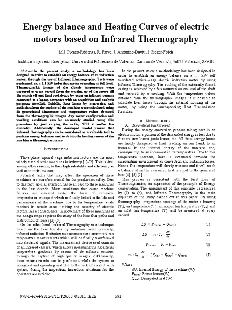Energy Balance and Heating Curves of Electric Motors Based On Infrared