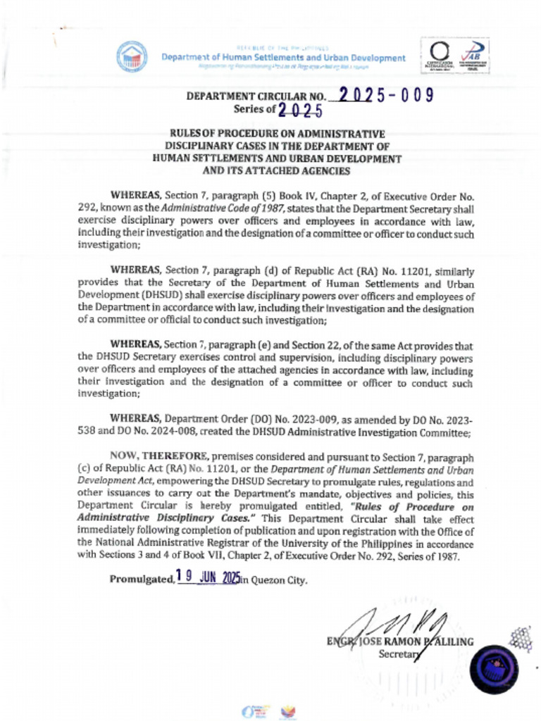 Department Circular 2025-009 | PDF