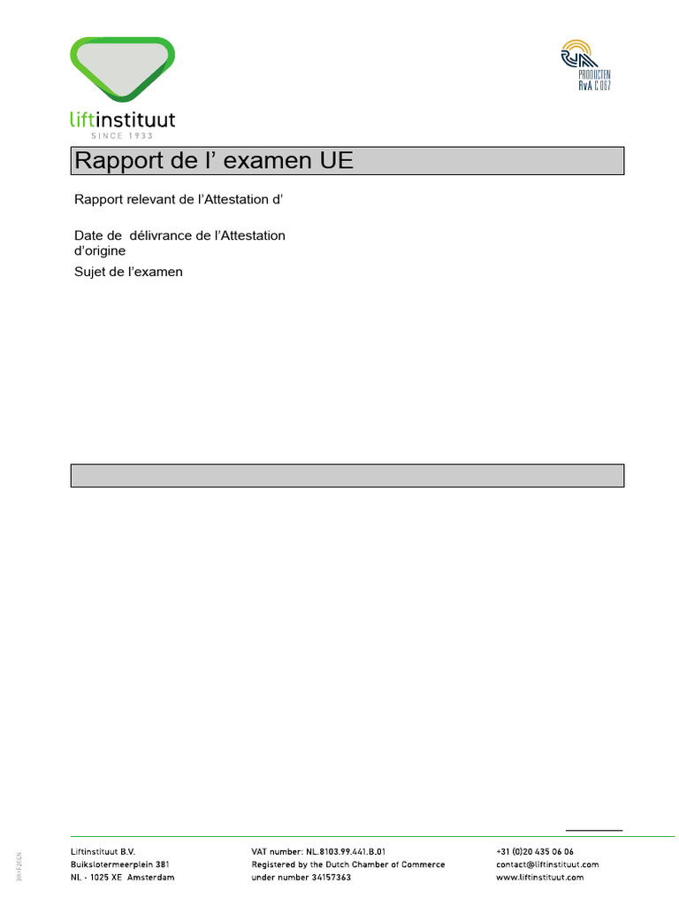C00or024b Lift Certificate - m34 Report | PDF | Ascenseur | Interrupteur
