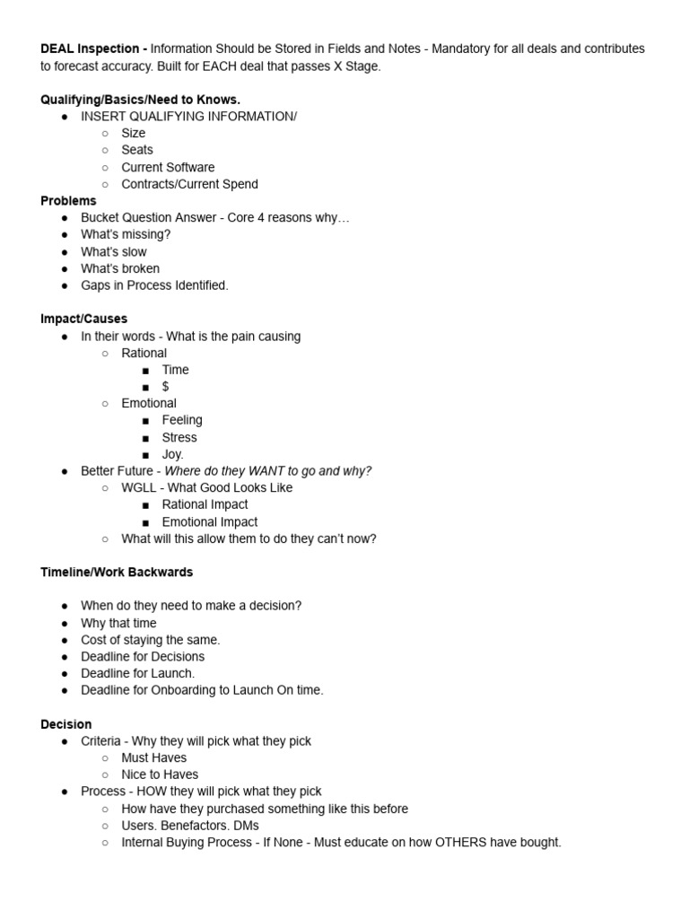 KDs Deal Management Checklist | PDF | Business | Economies