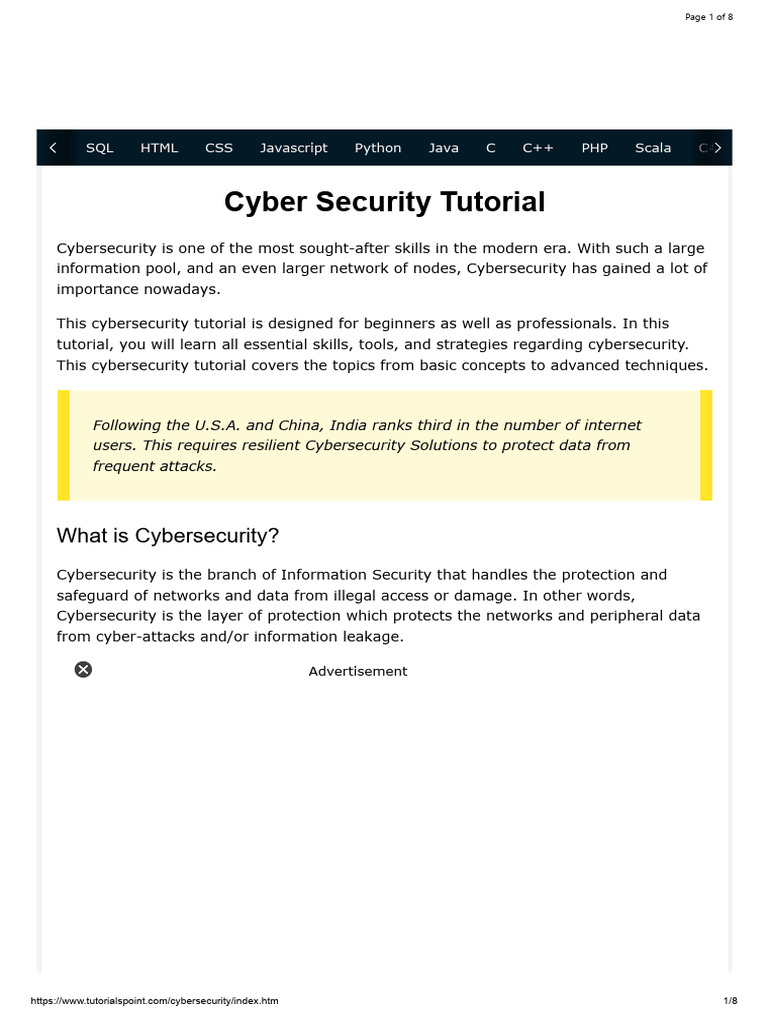Cybersecurity Tutorial 1 | PDF | Security | Computer Security
