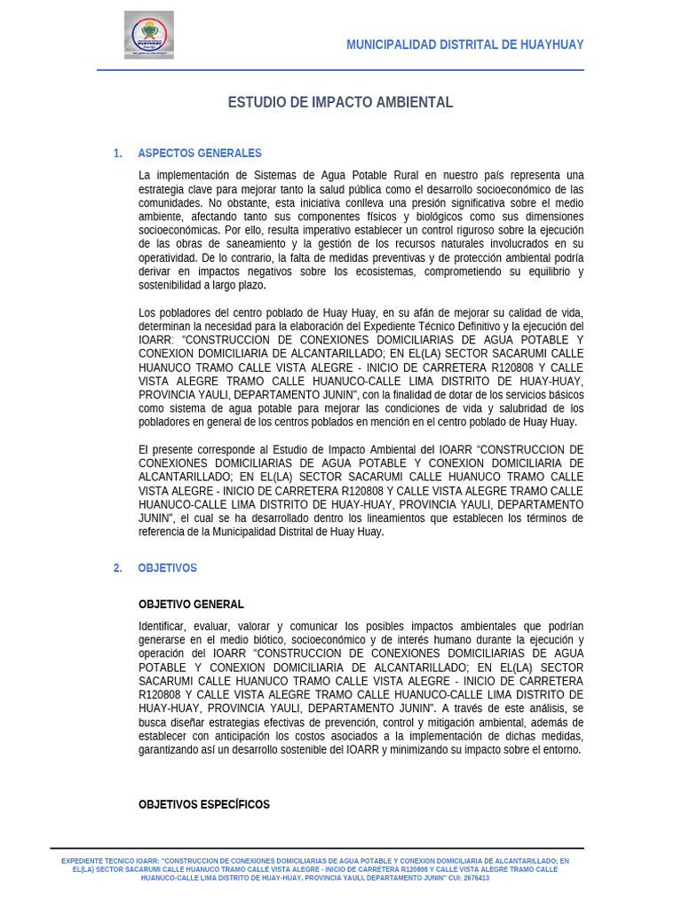 Estudio de Impacto Ambiental en Huayhuay | PDF | Entorno natural ...