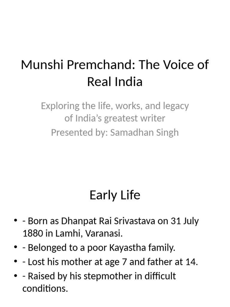 Munshi Premchand: Life and Legacy | PDF