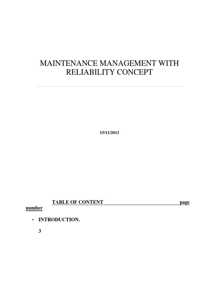 Reliability Management in Maintenance Systems | PDF | Reliability ...