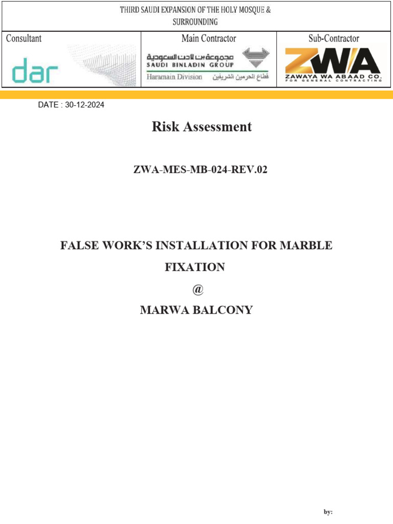 Marble Fixation Risk Assessment Report | PDF | Risk | Hazards