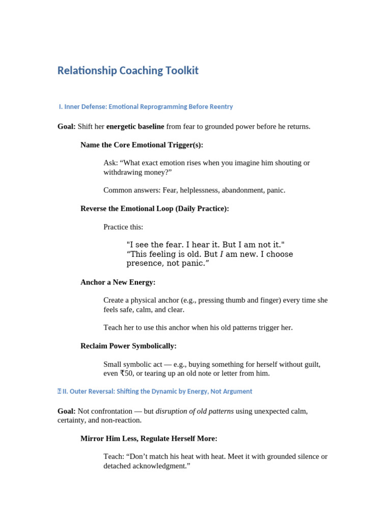 Relationship Coaching Toolkit Guide | PDF | Communication | Emotions