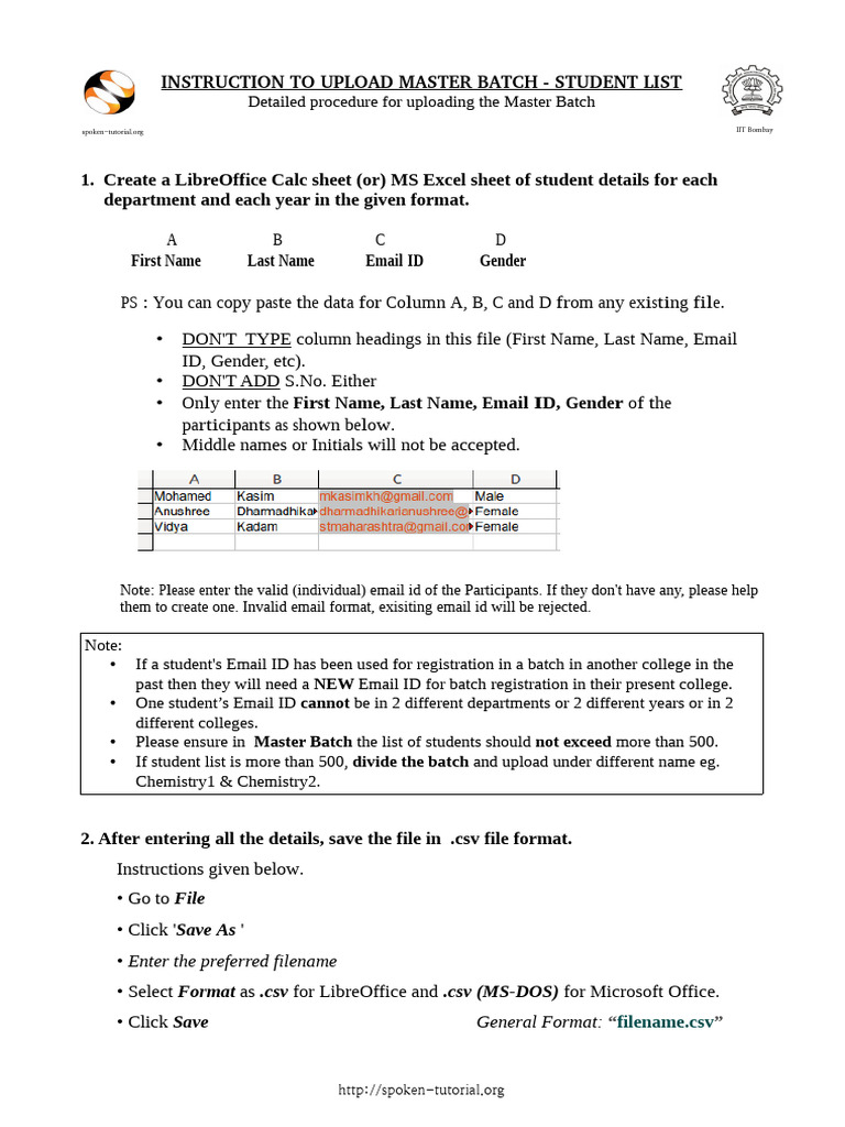 Swayam Master Batch Upload | PDF