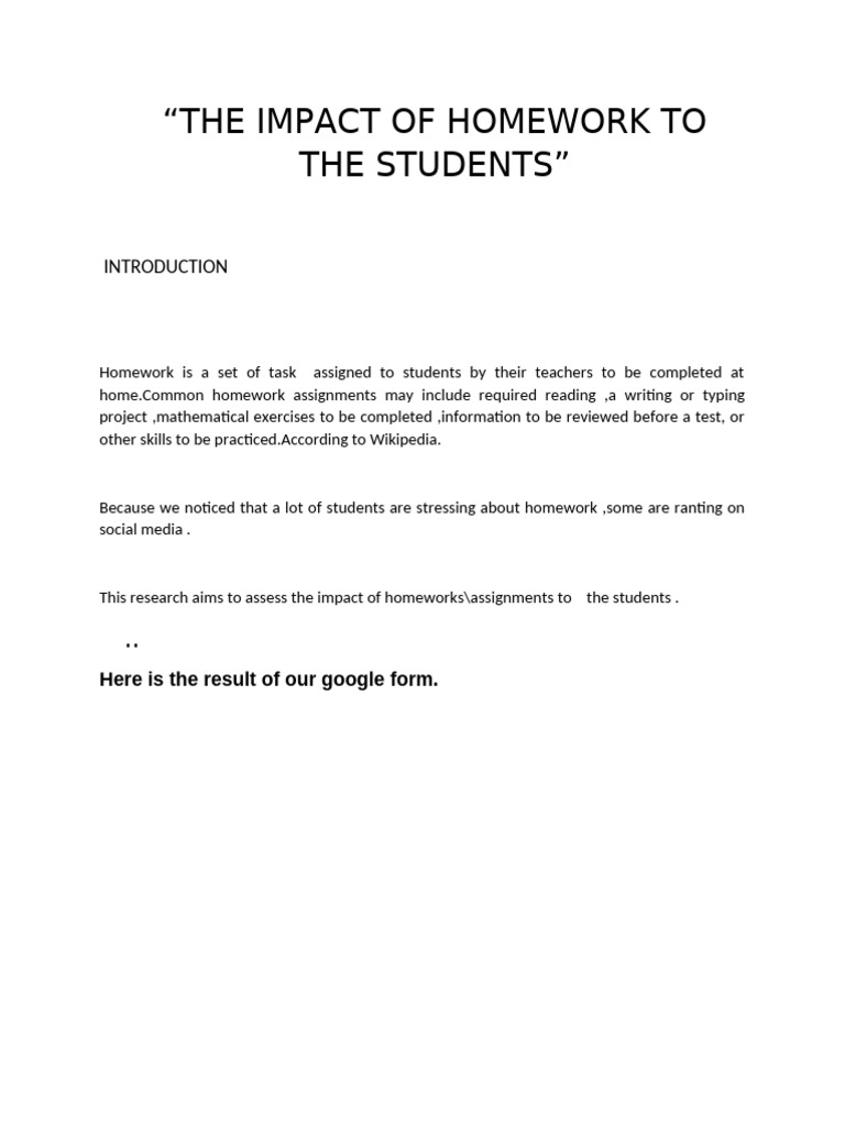 The Impact of Homework To The Students | PDF | Homework | Artificial ...
