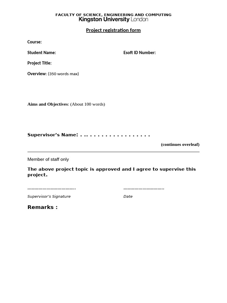 KU Topup - Project Registration Form | PDF
