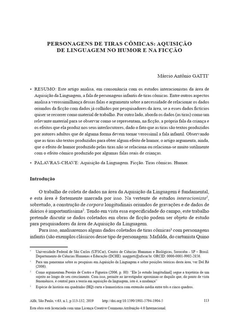 Personagens de Tiras Cômicas - Leitura Dirigida | PDF | Aquisição de ...